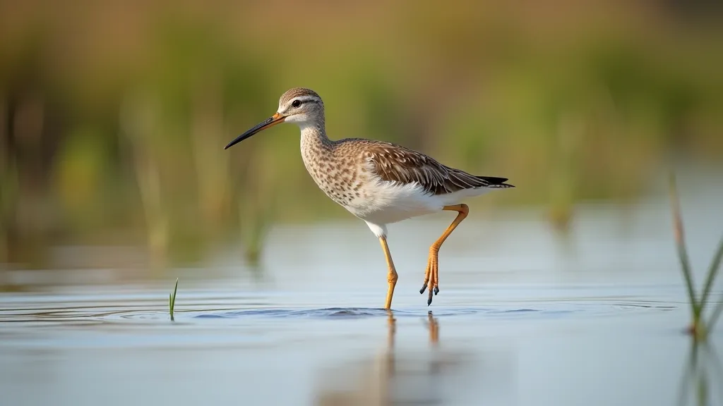 Close-up of curlew bird in estuary habitat