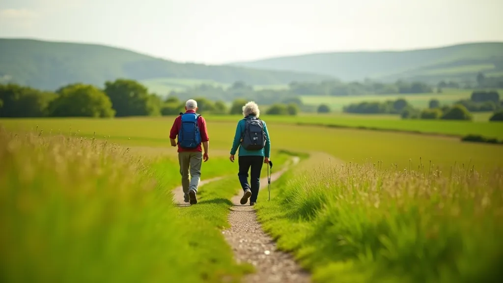 Easy walking route through countryside near Limerick with gentle terrain and scenic green fields