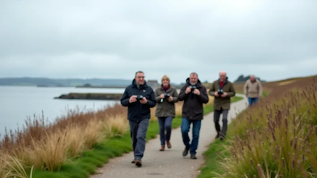 Senior walkers on scenic coastal trail