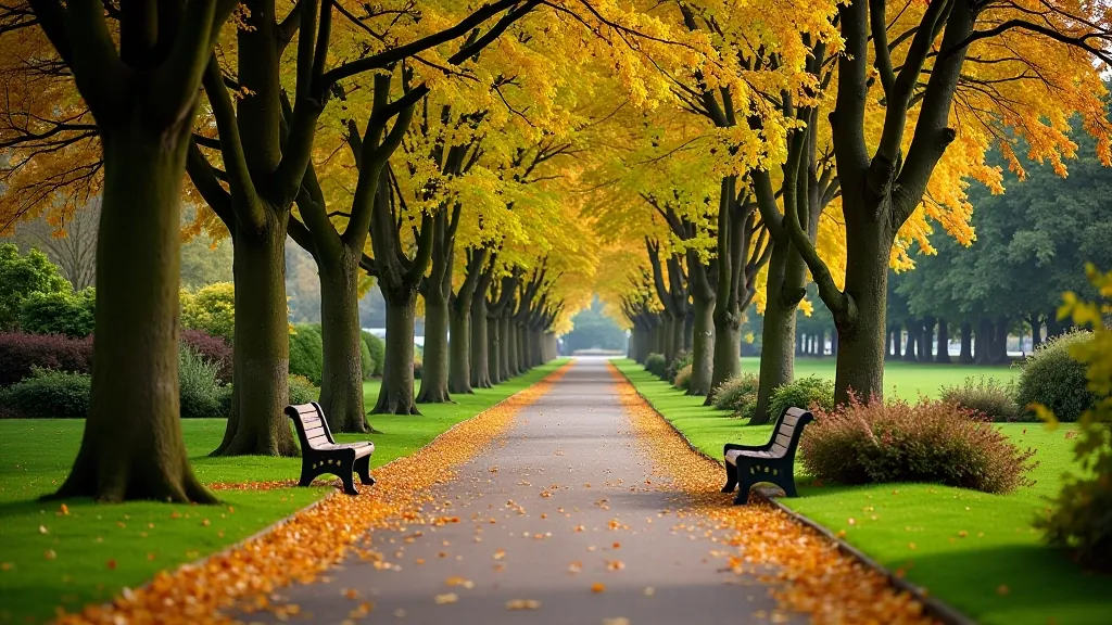 People's Park walking path with tree-lined avenue