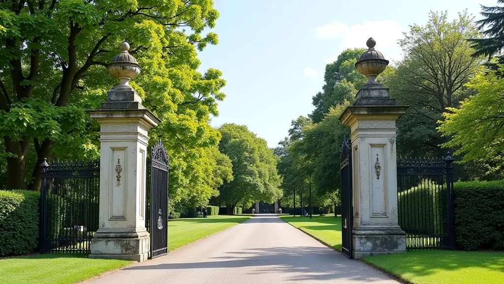 Historic gates and entrance to Limerick People's Park with Victorian architecture details and stone pillars