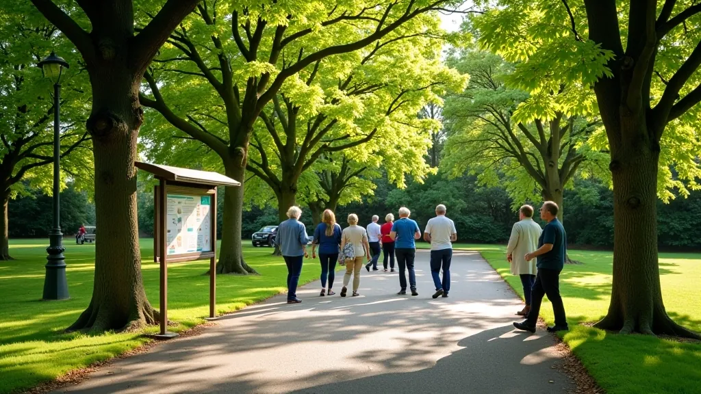 Group gathering point at park entrance